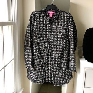 😍 SzM Catherine Malandrino tweed jacket in black, white and metallic thread